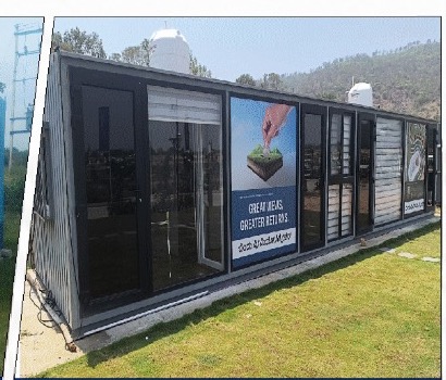 Glass front portable cabin